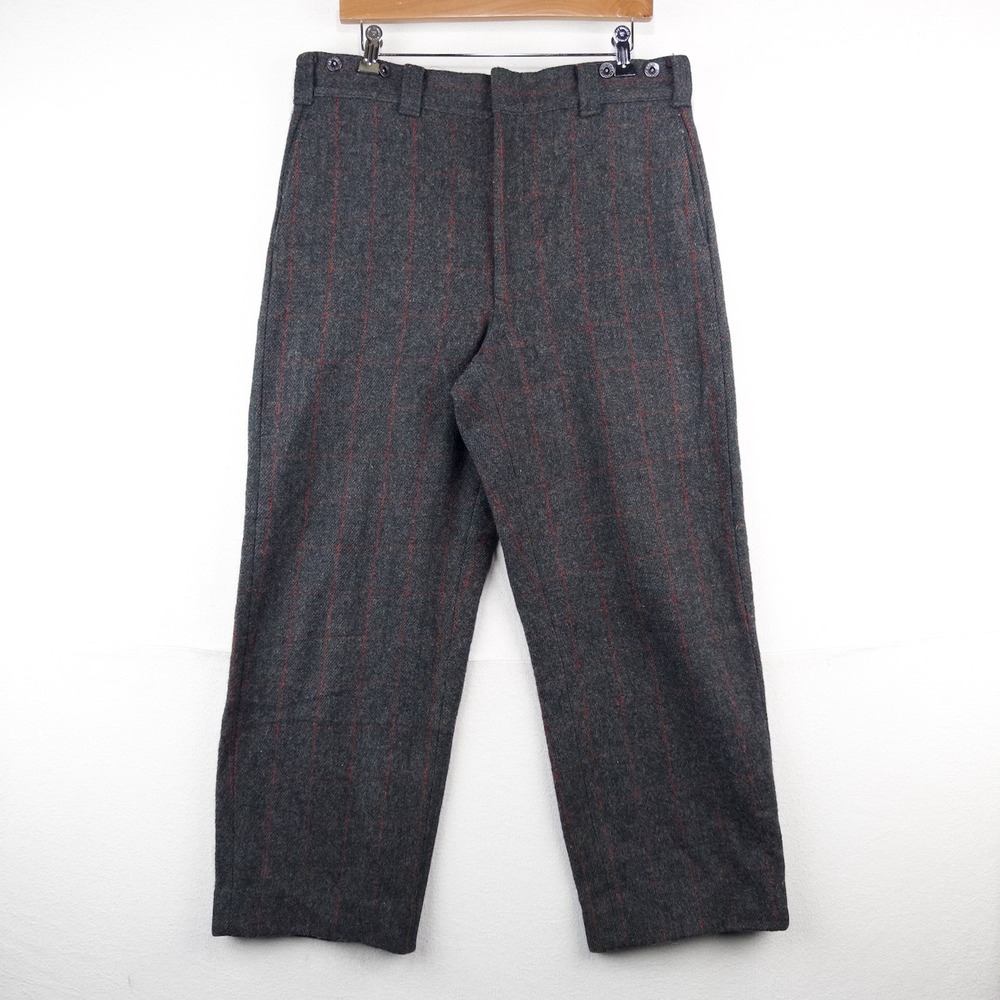 60's Vtg Woolrich Hunting Malone Pants 34x26 Wool Windowpane Stripe Talon USA